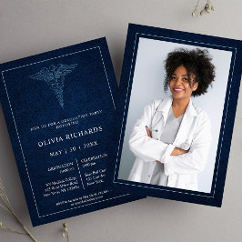 Elegant Navy Blue Medical School Studenten Inbjudningar