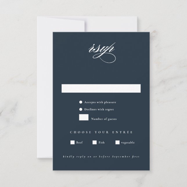 Elegant Navy Blue Minimalist Bröllop OSA Kort (Framsida)