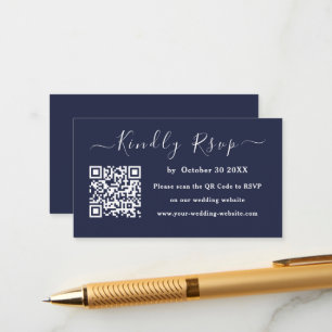 Elegant Navy Blue Minimalist Wedding Tilläggskort