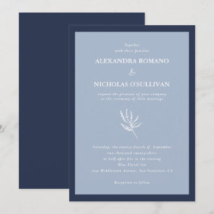 Elegant Navy Blue Modern Bröllop Inbjudningar