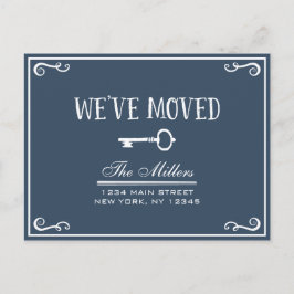 Elegant Navy Blue Nyckel Flytta Announement Meddelande Vykort