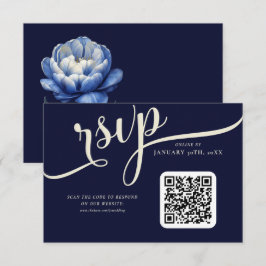 Elegant Navy Blue och Cream Tulip Bröllop OSA Kort
