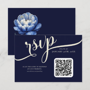 Elegant Navy Blue och Cream Tulip Bröllop OSA Kort