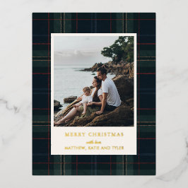 Elegant Navy Blue och Grönt Play Photo jul