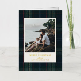 Elegant Navy Blue och Grönt Play Photo jul