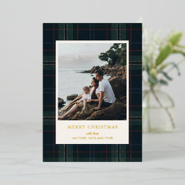 Elegant Navy Blue och Grönt Play Photo jul