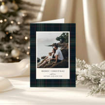 Elegant Navy Blue och Grönt Play Photo jul