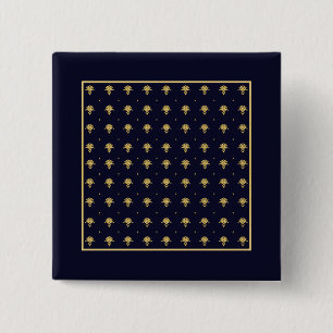 Elegant Navy Blue och Guld Damask Knapp