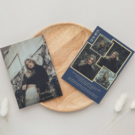 Elegant Navy Blue och Guld Photo Studenten Meddelande