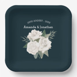 Elegant Navy Blue och Vit ros Bröllop