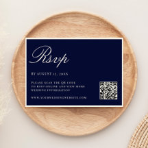 Elegant Navy Blue Old Money QR-kod Bröllop
