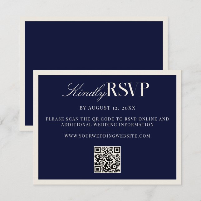 Elegant Navy Blue Old Money Wedding OSA Kort (Fram/baksida)