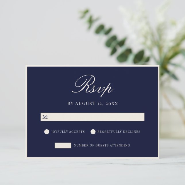 Elegant Navy Blue Old Money Wedding OSA Kort (Stående Fram)