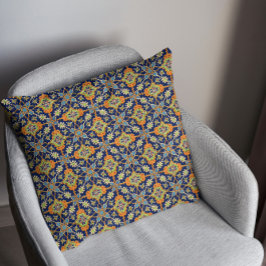 Elegant Navy Blue Orange American MoJo Pillow Kudde