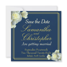 Elegant Navy Blue Photo Guld Script Vit ros