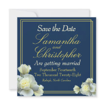 Elegant Navy Blue Photo Guld Script Vit ros