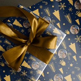 Elegant Navy Blue Photo Merrry jul Presentpapper