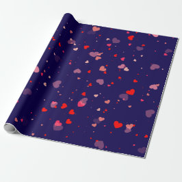 Elegant Navy Blue Pink Hearts Valentine Presentpapper