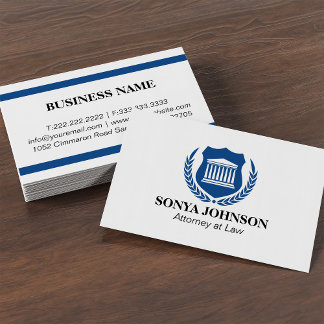 Elegant Navy Blue Professional Attorney Visitkort