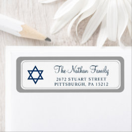 Elegant Navy Blue Pub Mitzvah Returadress Returadress Etikett