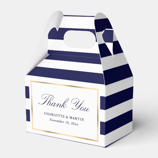Elegant Navy Blue Rand Bröllop Tack Presentaskar (Framsidan Sidan)