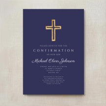 Elegant Navy Blue Religiösa Kor Boy Bekräftelse