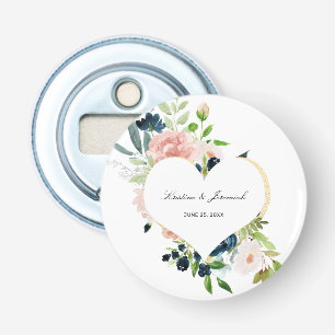Elegant Navy Blue Rosa ros Blommigt Bröllop Flasköppnare
