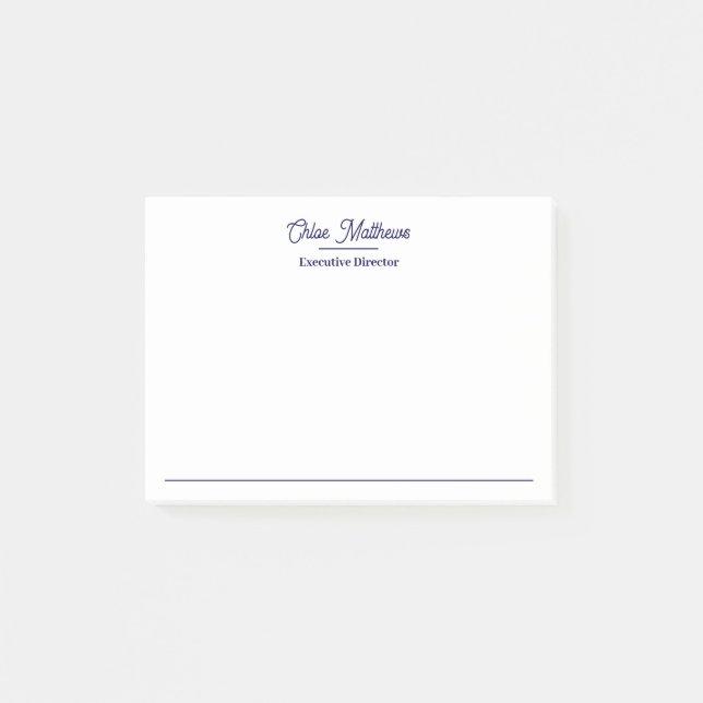 Elegant Navy Blue Script Border  Post-it Block (Framsida)