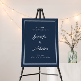 Elegant Navy blue Script Wedding Welcome