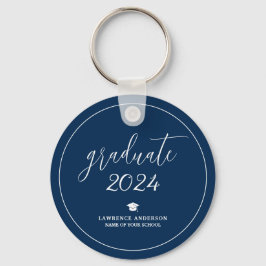 Elegant Navy Blue Student 2024 Studenten Nyckelring