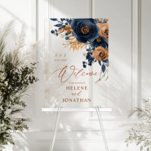 Elegant Navy Blue Terracotta Bröllop Välkommen