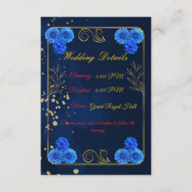 Elegant Navy Blue Wedding Details Card Template