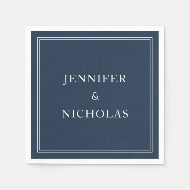 Elegant Navy Blue Wedding Pappersservett (Framsidan)