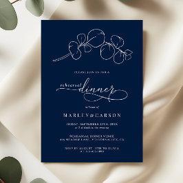 Elegant Navy Blue Wedding Rehearsal Dinner Inbjudningar