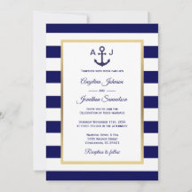 Elegant Navy Blue White Rand Nautical Bröllop