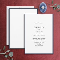 Elegant Navy Blue & White Typography Bröllop