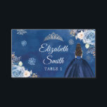 Elegant Navy Blue Winter Snowflake Mis Quince Placeringskort<br><div class="desc">Mis Quince Place-kort för elegant Navy Blue Winter Snowflake</div>