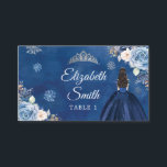 Elegant Navy Blue Winter Snowflake Mis Quince Placeringskort<br><div class="desc">Mis Quince Place-kort för elegant Navy Blue Winter Snowflake</div>