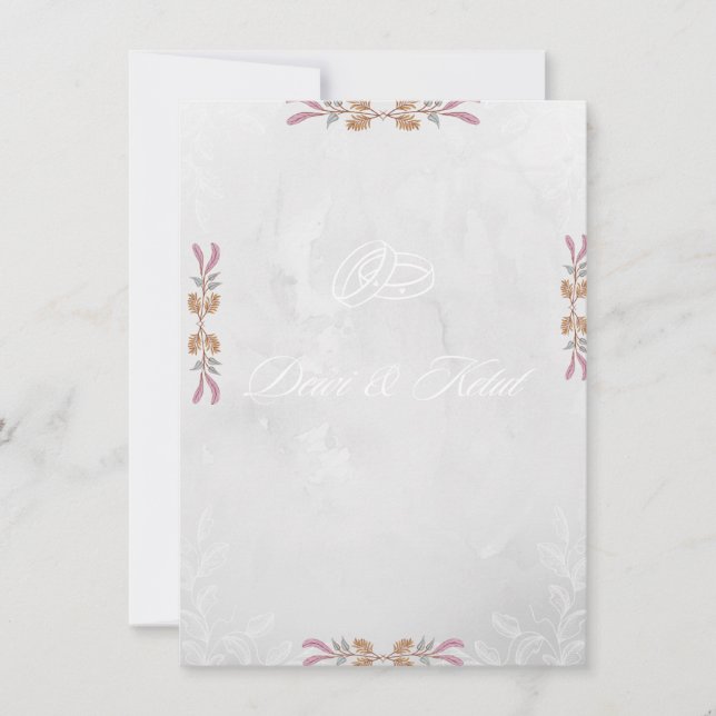 Elegant Navy & Blush Blommig Hörnhyllning för Bröl Inbjudningar (Framsida)