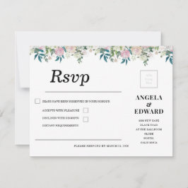 Elegant Navy Blush Pink Wedding Invitation OSA Kort