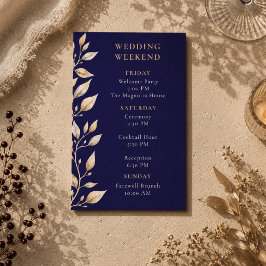 Elegant Navy Botanisk Kant Bröllop Tilläggskort