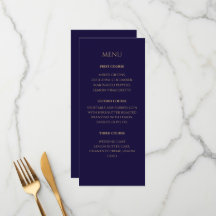Elegant Navy bröllopsmeny