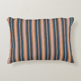 Elegant Navy Brown Pink Ticking Stripe Prydnadskudde
