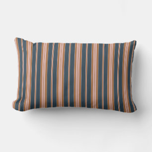 Elegant Navy Brun Rosa Rutig Randig Lumbarkudde