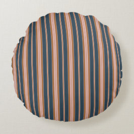 Elegant Navy Brun Rosa Rutig Randig Rund Kudde