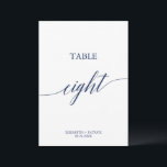 Elegant Navy Calligraphy Bord åtta Bordsnummer<br><div class="desc">Det här elegant marinkammusslet bord åtta-bordsnumret är perfekt för ett enkelt bröllop. Neutraltens utformning har ett minimalistiskt kort som är dekorerat med romantisk och visuell typografi. Kortet skrivs ut på framsidan och baksidan (dubblan). Andra bordsnummer i samlingen säljs separat.</div>