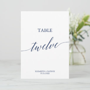 Elegant Navy Calligraphy Bord Tolve Bordsnummer