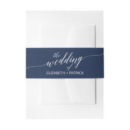 Elegant Navy Calligraphy Bröllop Belly Band För Inbjudningskort