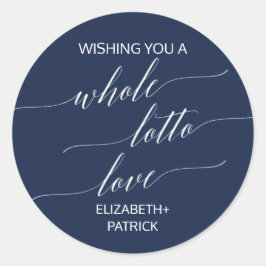 Elegant Navy Calligraphy Lottery Biljett Favoriter Runt Klistermärke