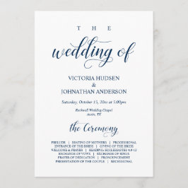 Elegant Navy Classy Script, Bröllop Ceremony Program